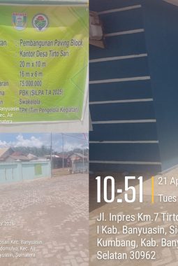 Proyek Paving Blok di Kantor Desa Tirto Sari Diduga Tak Sesuai RAB