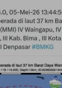 Gempa Magnitudo 6,0 Guncang Sumba, Getaran Terasa hingga Bali