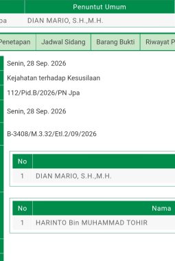 Pensiunan Anggota Polri Jadi Terdakwa Perkara Kesusilaan, Sidang Digelar di PN Jepara